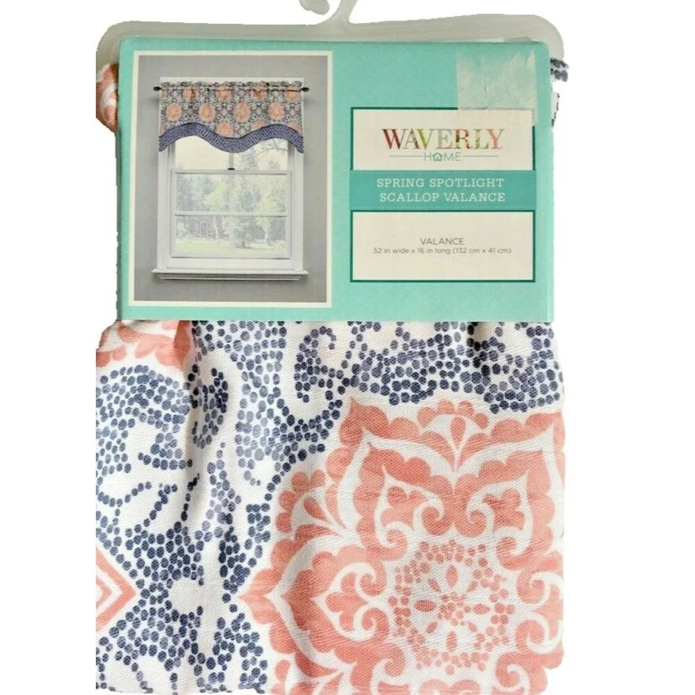 Waverly Window Scalloped Valance Spring Spotlight Floral 100% Cotton 52x16